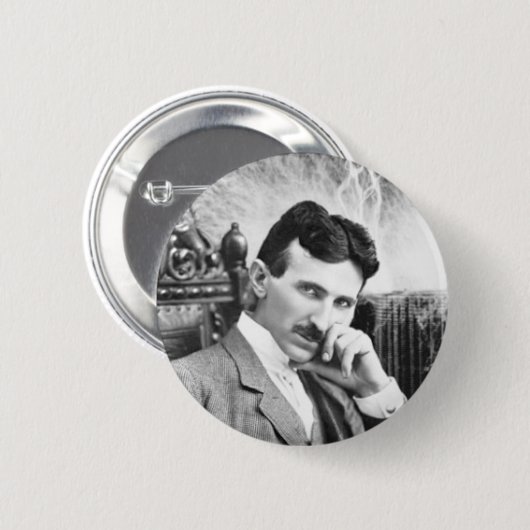 Nikola Tesla Pin Ronde Button 5,7 Cm (Voorkant /achterkant)