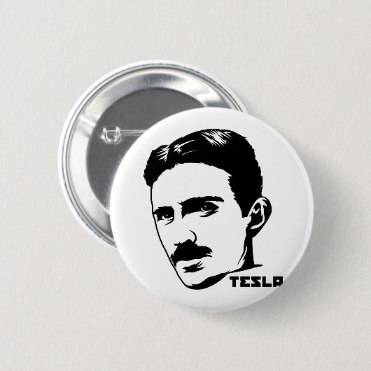 Nikola Tesla Portrait Button (Voorkant /achterkant)