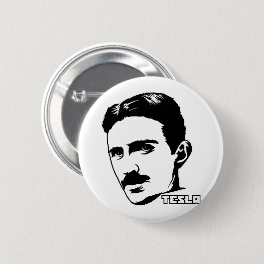 Nikola Tesla Portrait Button (Voorkant /achterkant)