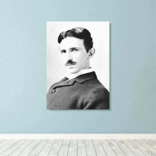 Nikola Tesla Portrait Canvas Afdruk (Insitu (Houten vloer))