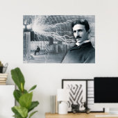 NIKOLA TESLA PORTRAIT IN BLACK AND WHITE POSTER (Thuiskantoor)