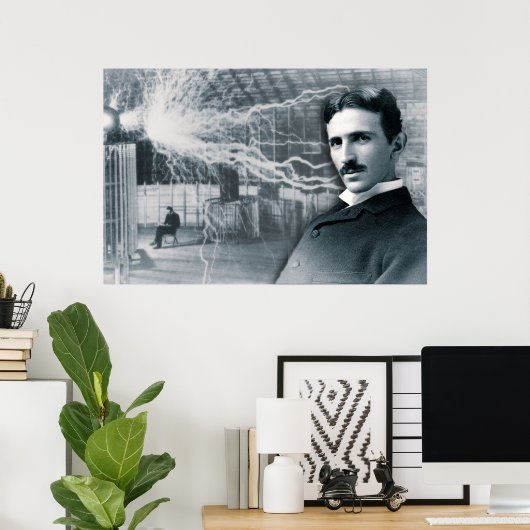 NIKOLA TESLA PORTRAIT IN BLACK AND WHITE POSTER (Thuiskantoor)