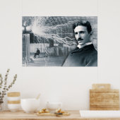 NIKOLA TESLA PORTRAIT IN BLACK AND WHITE POSTER (Keuken)