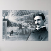 NIKOLA TESLA PORTRAIT IN BLACK AND WHITE POSTER (Voorkant)