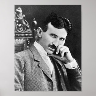 NIKOLA TESLA PORTRAIT IN BLACK EN WITTE POSTER