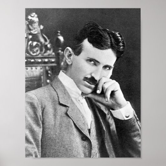 NIKOLA TESLA PORTRAIT IN BLACK EN WITTE POSTER (Voorkant)