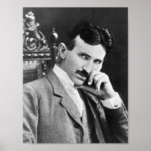NIKOLA TESLA PORTRAIT IN ZWART EN WITTE POSTER