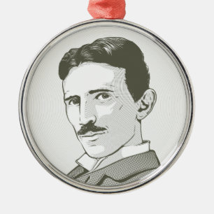 Nikola Tesla Portrait Metalen Ornament