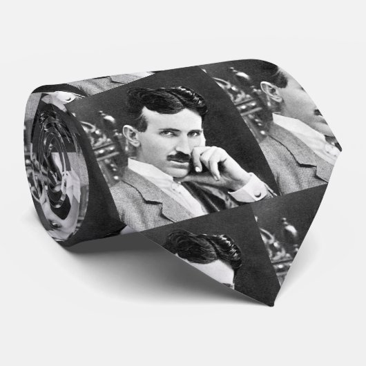 Nikola Tesla Portrait Pattern Stropdas (Opgerold)
