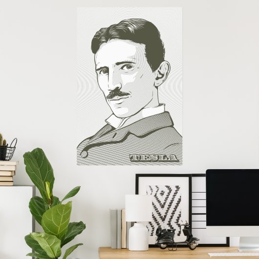 Nikola Tesla Portrait Poster (Thuiskantoor)