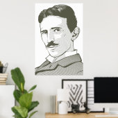 Nikola Tesla Portrait Poster (Thuiskantoor)