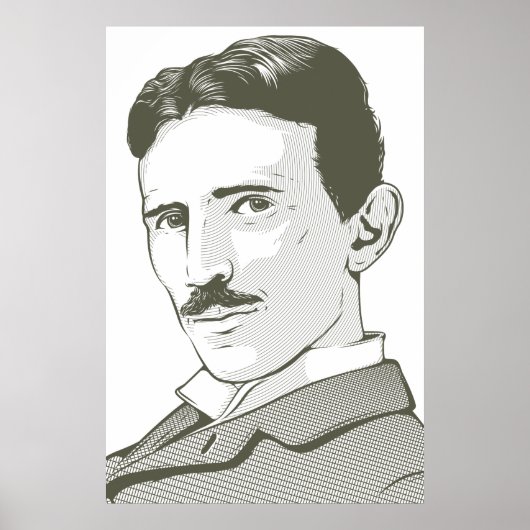 Nikola Tesla Portrait Poster (Voorkant)