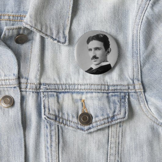 Nikola Tesla Portrait Ronde Button 5,7 Cm (In situ)