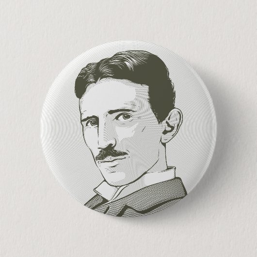 Nikola Tesla Portrait Ronde Button 5,7 Cm (Voorkant)