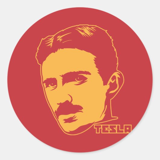 Nikola Tesla Portrait Ronde Sticker (Voorkant)