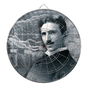 NIKOLA TESLA PORTRET IN ZWART DARTBORD