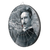 NIKOLA TESLA PORTRET IN ZWART DARTBORD (Voorkant Rechts)