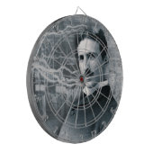 NIKOLA TESLA PORTRET IN ZWART DARTBORD (Voorkant Links)