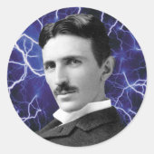 Nikola Tesla Ronde Sticker (Voorkant)