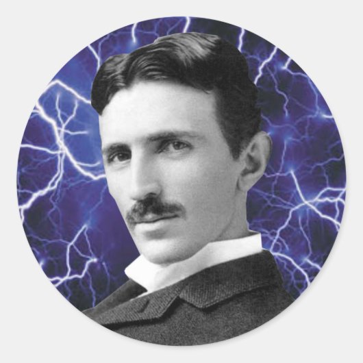 Nikola Tesla Ronde Sticker (Voorkant)