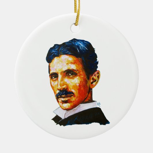 Nikola Tesla schilderij Keramisch Ornament (Voorkant)