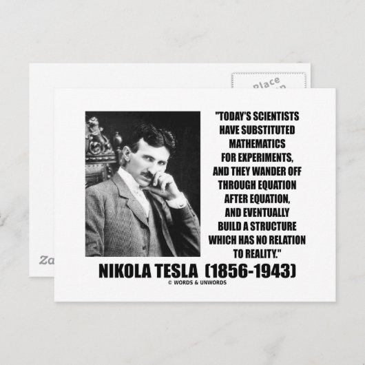 Nikola Tesla Scientists vergelijking No Relation Q Briefkaart (Voorkant / Achterkant)