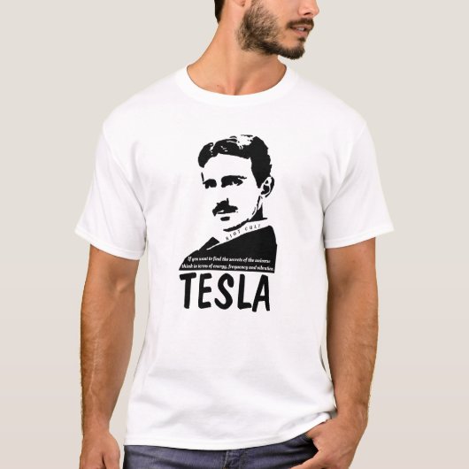 Nikola Tesla Secrets van de Universe Science Quote T-shirt (Voorkant)