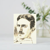 Nikola Tesla tekening in sepia Briefkaart (Staand voorkant)