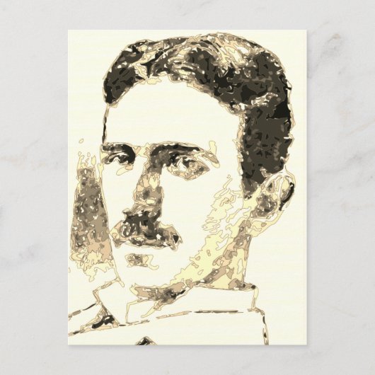 Nikola Tesla tekening in sepia Briefkaart (Voorkant)