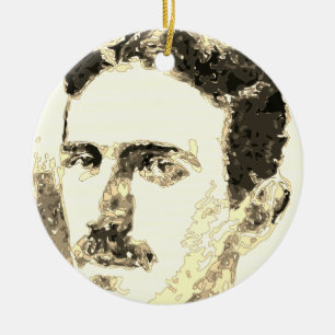 Nikola Tesla tekening in sepia Keramisch Ornament