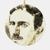Nikola Tesla tekening in sepia Keramisch Ornament (Achterkant)