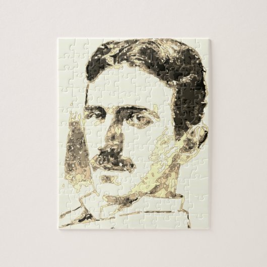 Nikola Tesla tekening in sepia Legpuzzel (Verticaal)