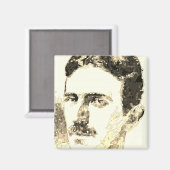 Nikola Tesla tekening in sepia Magneet (Voorkant / Achterkant)