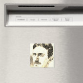 Nikola Tesla tekening in sepia Magneet (Insitu (Vaatwasser))