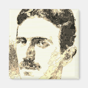 Nikola Tesla tekening in sepia Magneet