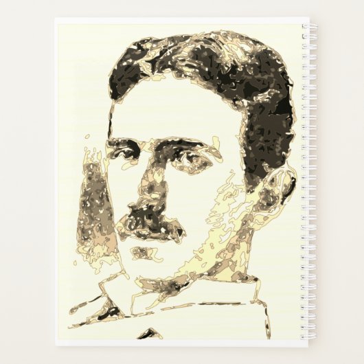 Nikola Tesla tekening in sepia Planner (Achterkant)