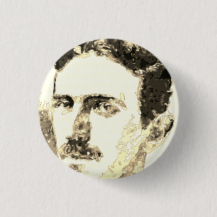 Nikola Tesla tekening in sepia Ronde Button 3,2 Cm