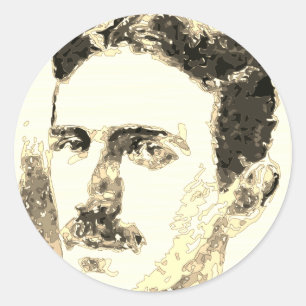 Nikola Tesla tekening in sepia Ronde Sticker