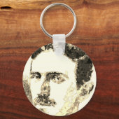 Nikola Tesla tekening in sepia Sleutelhanger (Voorkant)