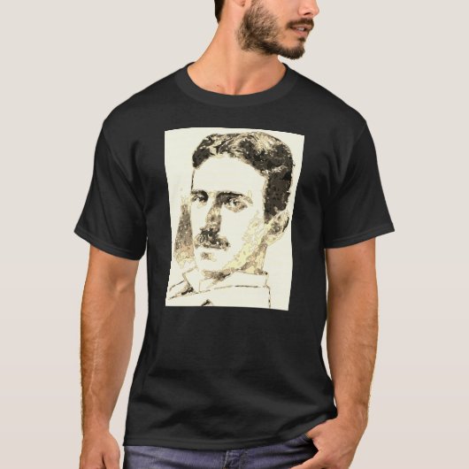 Nikola Tesla tekening in sepia T-shirt (Voorkant)