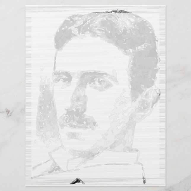 Nikola Tesla-tekening in zwart-wit Briefhoofd (Voorkant)