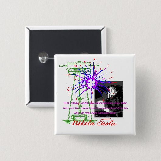 Nikola Tesla Vierkante Button 5,1 Cm (Voorkant /achterkant)