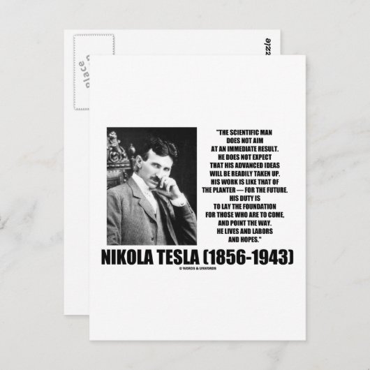 Nikola Tesla Wetenschappelijk Man streeft niet onm Briefkaart (Voorkant / Achterkant)