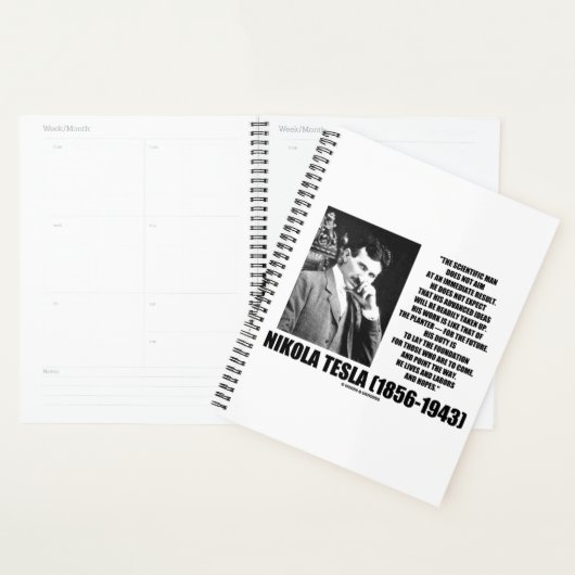 Nikola Tesla Wetenschappelijk Man streeft niet onm Planner (Display)