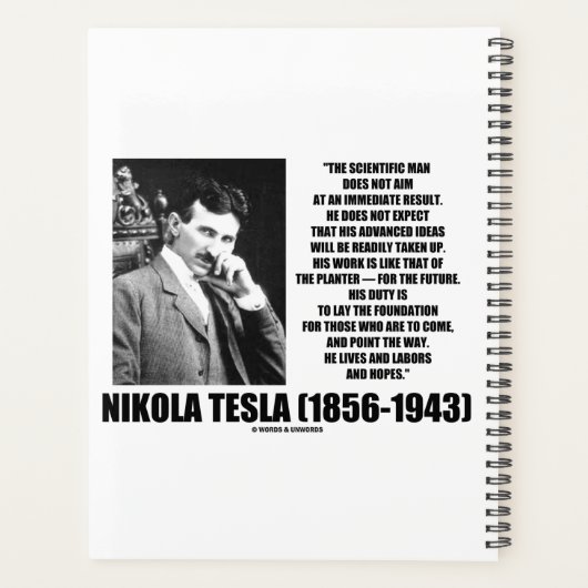 Nikola Tesla Wetenschappelijk Man streeft niet onm Planner (Achterkant)