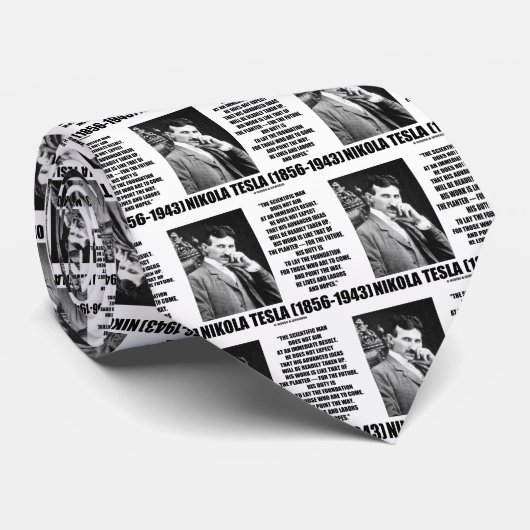 Nikola Tesla Wetenschappelijk Man streeft niet onm Stropdas (Opgerold)