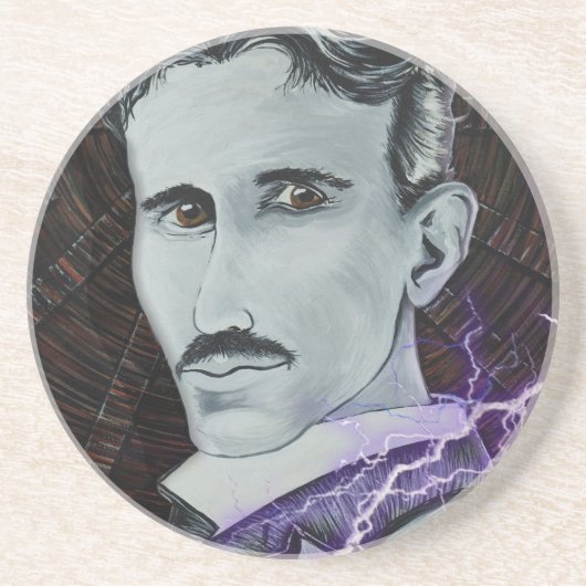 Nikola Tesla Zandsteen Onderzetter (Voorkant)