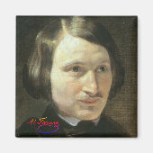 Nikolai Gogol Portrait en Handtekening Magneet (Voorkant)