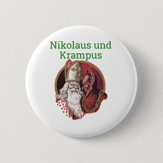 Nikolaus en Krampus German Kerstmis Ronde Button 5,7 Cm (Voorkant)