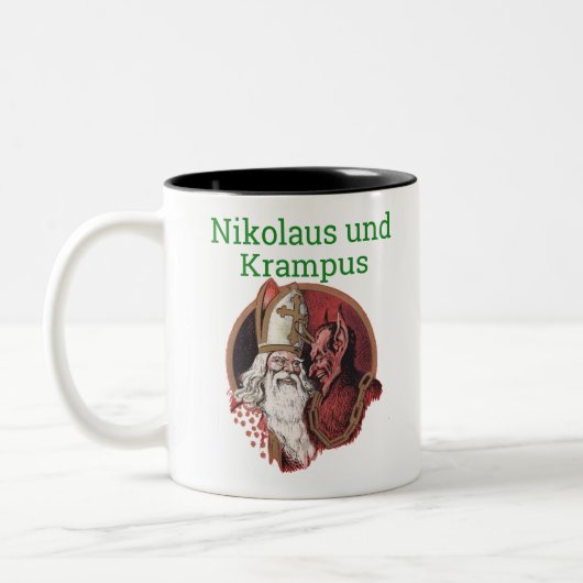 Nikolaus en Krampus German Kerstmis Tweekleurige Koffiemok (Links)